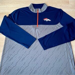 Denver Broncos Pullover Men’s 2XL Grey Blue 1/4 Zip Long Sleeve NFL TX3 Cool Top